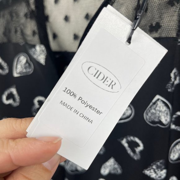 Cider Little Black Heart Midi Dress NWT - Picture 7 of 7